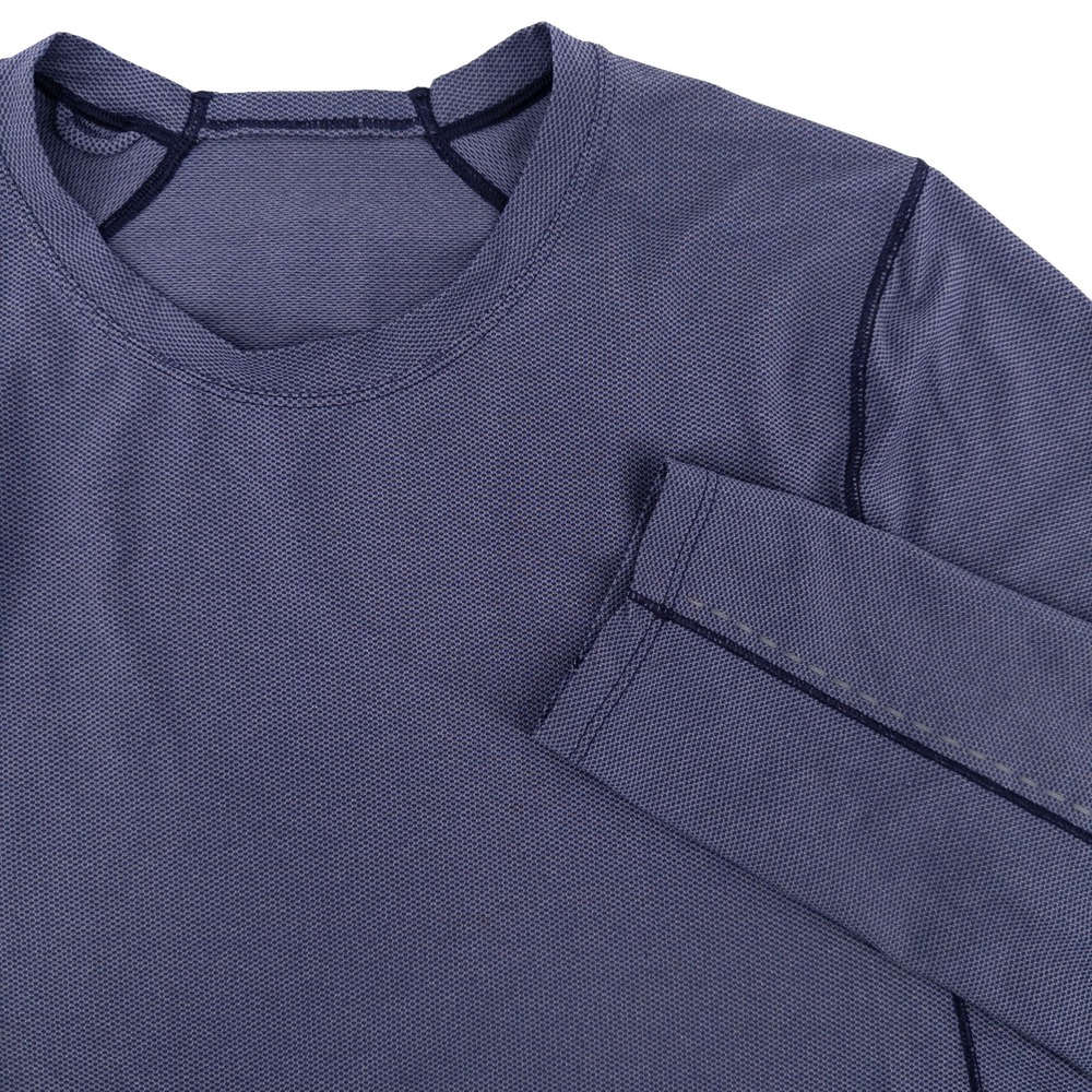 Lululemon Mens Med Purple Long‎ Sleeve Crewneck Athletic Lightweight Logo Stripe
